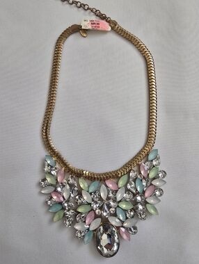 Neiman Marcus Gold Multi-Color Crystal Bib Necklace